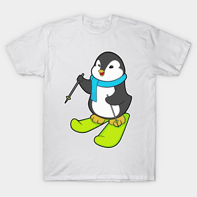 Penguin as Skier with Ski T-Shirt by Markus Schnabel